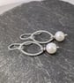 Sterling silver and pearl dangly earrings