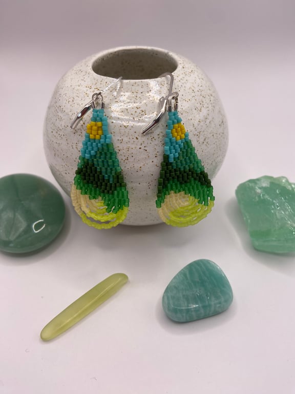 Fields landscape beaded earrings 