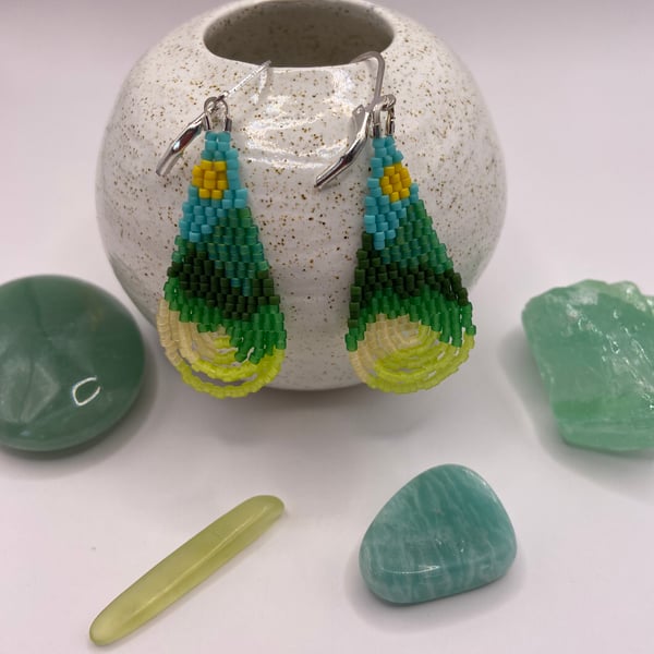 Fields landscape beaded earrings 