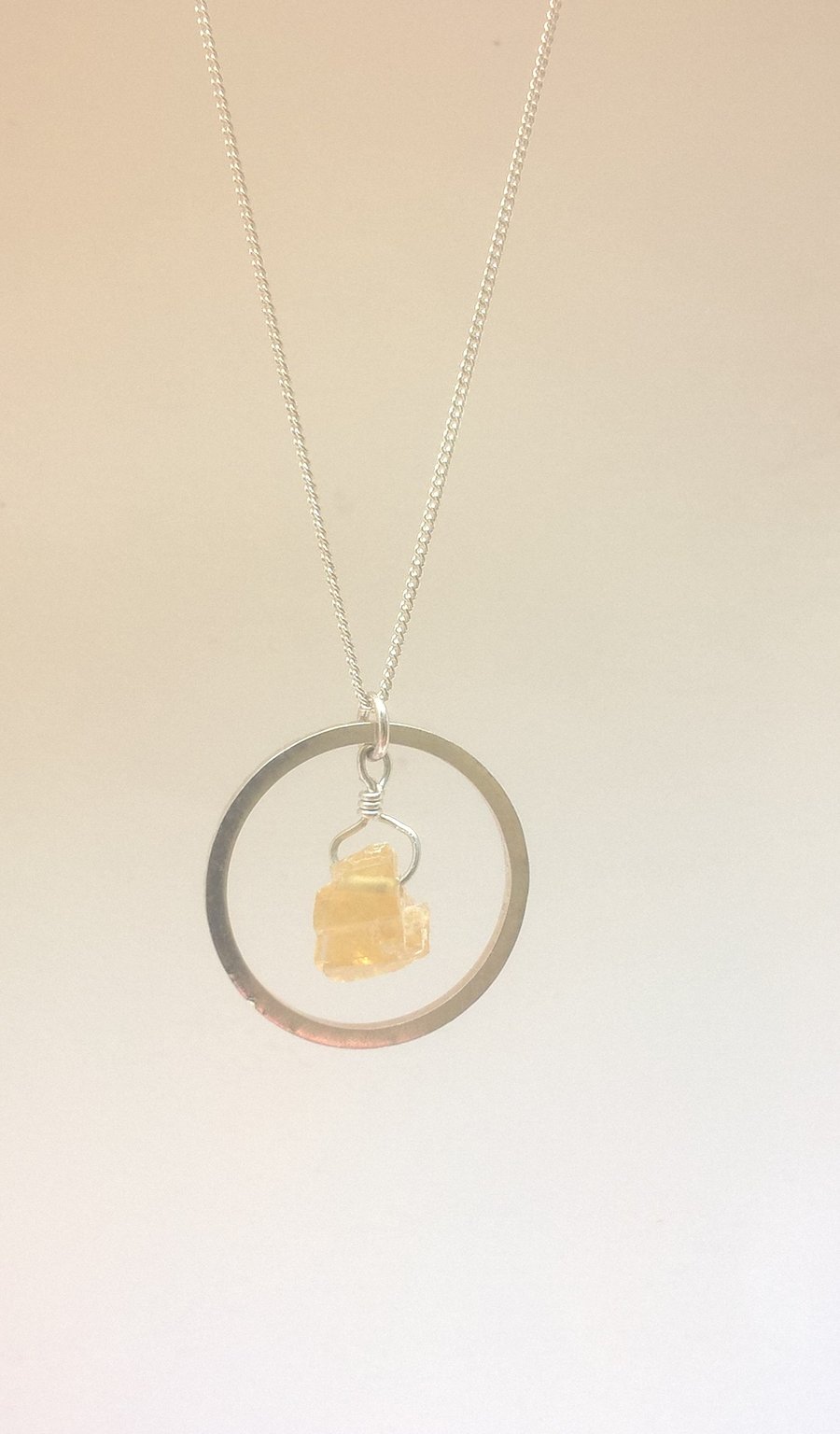 Citrine and Silver Hoop Necklace