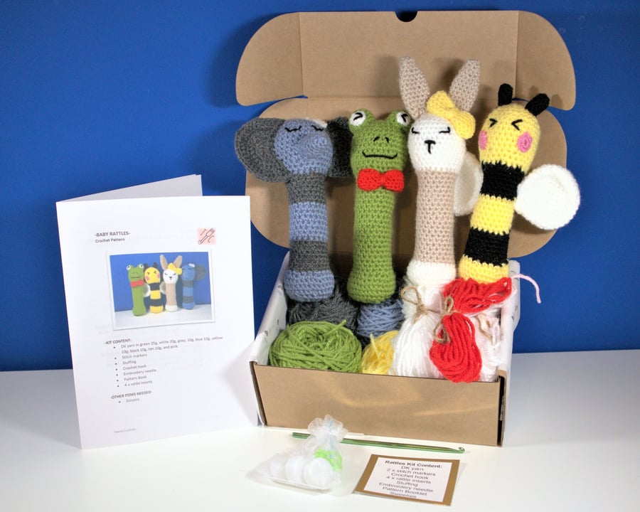 CROCHET KIT, Baby Rattles Crochet Kit, Baby Rattles, Crochet Set, Rattles