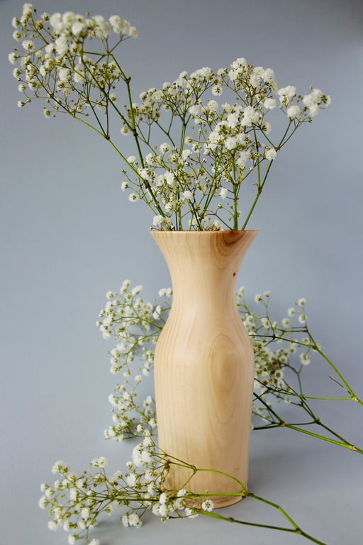 Flared, hand-turned wooden vase – for dried flowers.