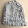 Blue chunky ribbed baby hat