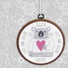 Bear Embroidery Hoop print, personalised wedding, anniversary or Valentine gift