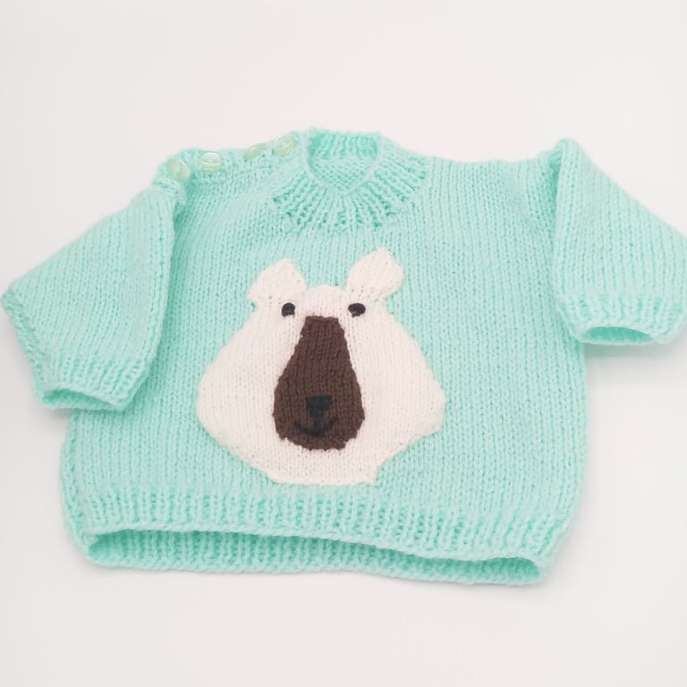 Round Neck Jumper with Polar Bear Motif for Babies and Small Children, Jumper