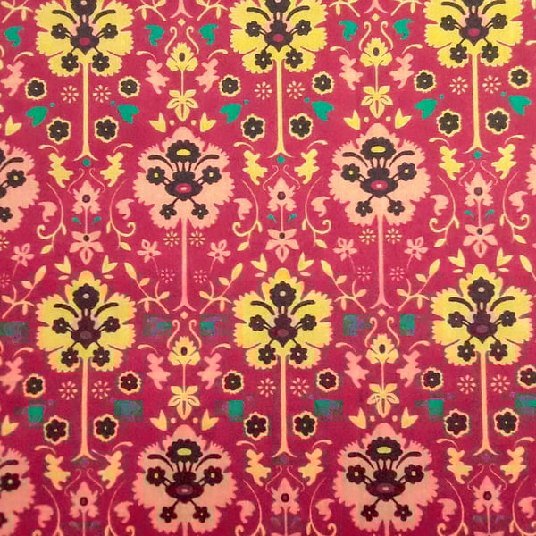 Liberty Fabric 10" Square : ED BYRNE Orange Yellow Green Floral