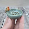 Small ceramic ring dish with mini robin