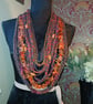 Handmade upcycled boho infinity scarf  Carnelian design