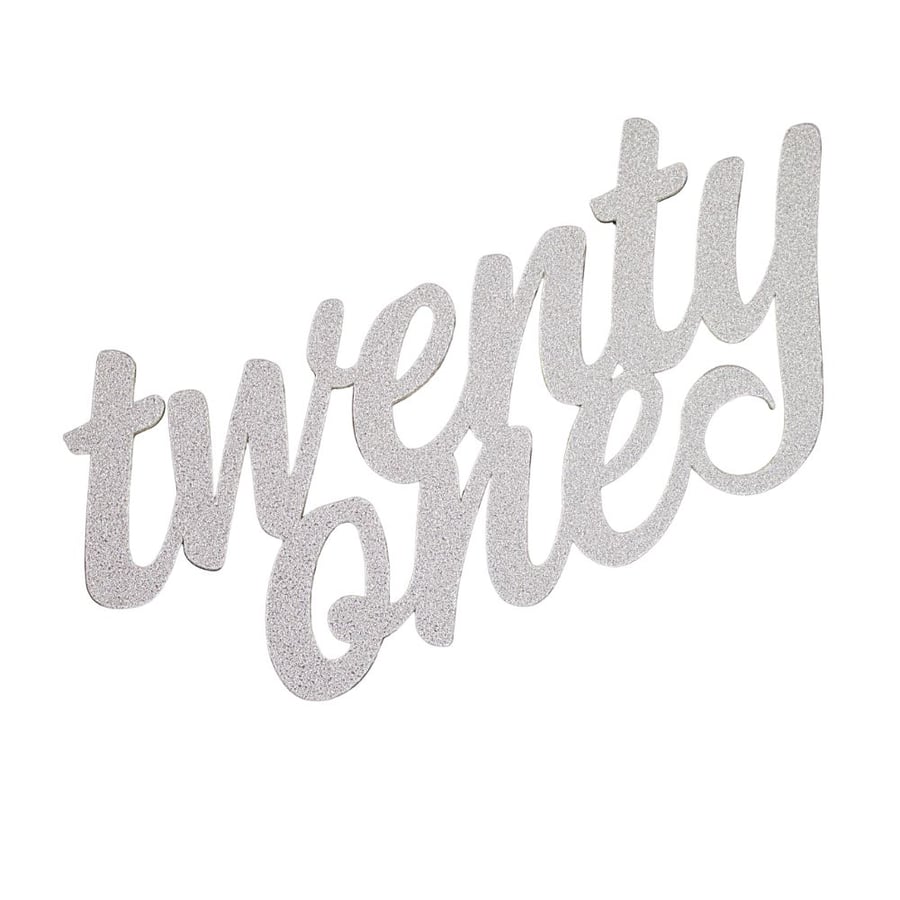 Twenty One - 21st Birthday -Silver Glitter Cake Topper