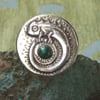 Silver Pewter Chameleon Brooch with Aventurine