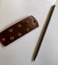 Dyed Brown Leather Hair Stick Barrette With 6 Green Gemstones - FREE SHIPPING - Image 3