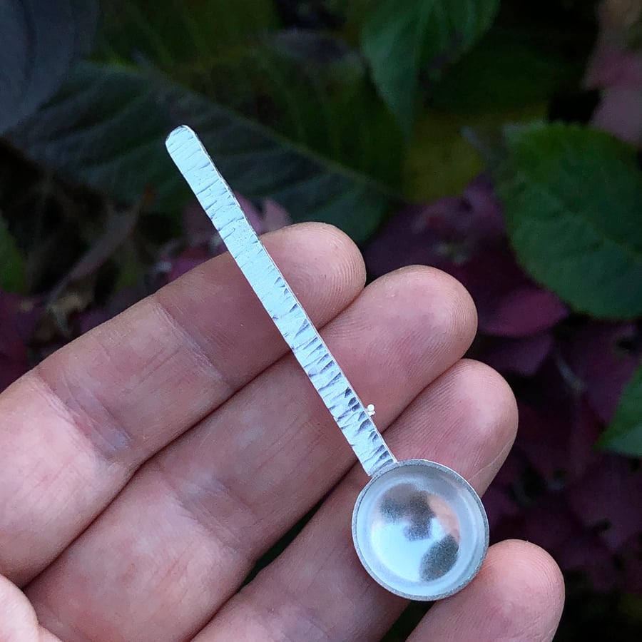 Sterling silver spoon pin with hammered detail