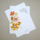 hand painted floral sympathy greetings card ( ref FA 323 A3 )