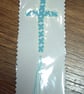 Cream and Turquoise Tatted Cross Bookmark - Image 4