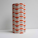 SECONDS SALE - Hand printed tall (34cm) slim lampshade. Orange, navy