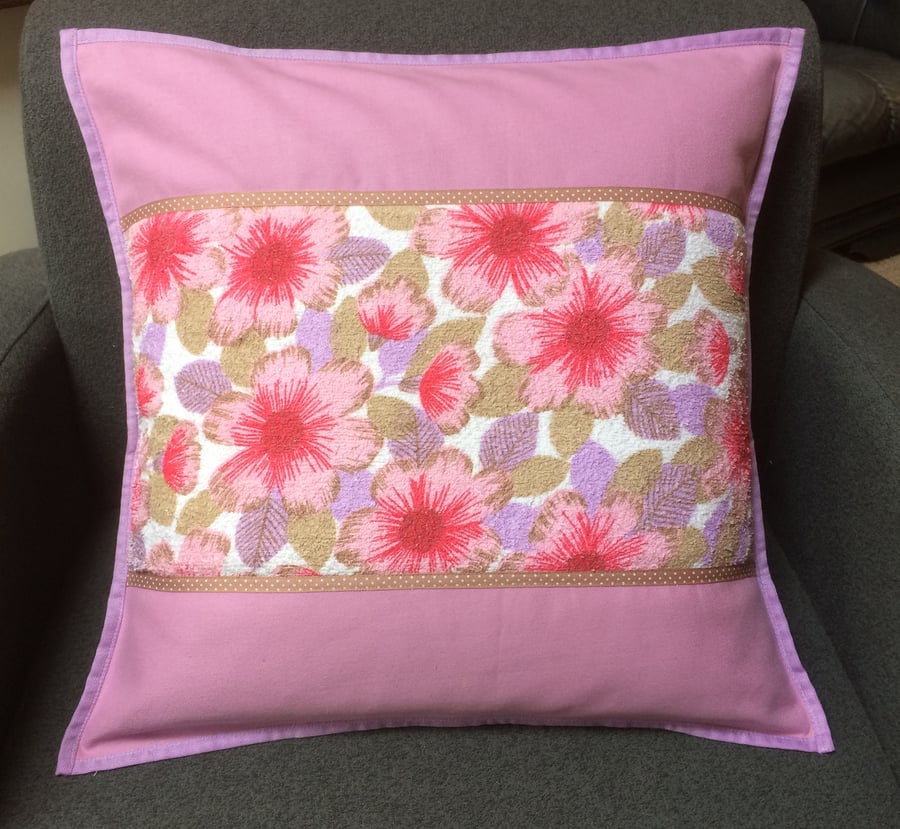  SALE PINK Vintage Fabric Terry Cloth  Cushion 