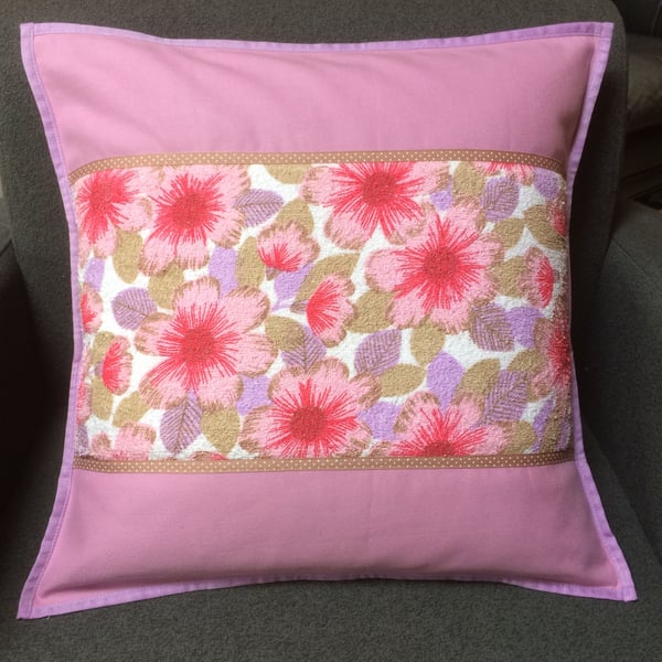  SALE PINK Vintage Fabric Terry Cloth  Cushion 