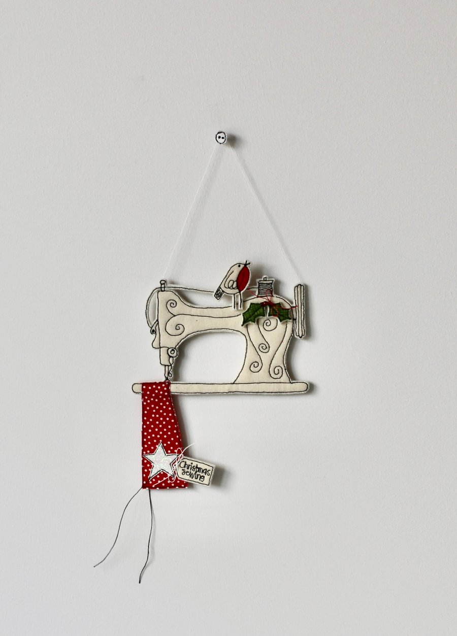 'Christmas Sewing' Sewing Machine - Hanging Decoration