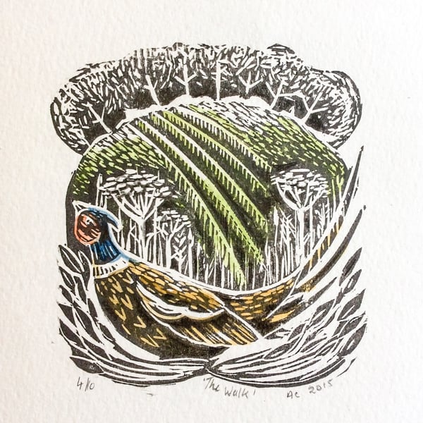 The Walk original Lino print