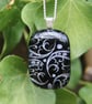 Handmade Silver sweet pea dichroic glass pendant, fused glass necklace SKU F19 - Image 6