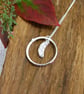 Silver Moon & Star Necklace: Recycled Silver Circle with Unique Hand Cast Moon - Image 1