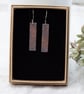 Copper Floral Pattern Rectangle Drop Earrings, gift for her, - Image 4