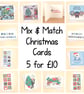 Christmas Cards Bulk Pack of 5 or 10, mix and match cute animal designs - Image 1