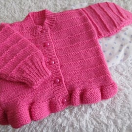 18" Baby Girls Round Neck Cardigan with Peplum