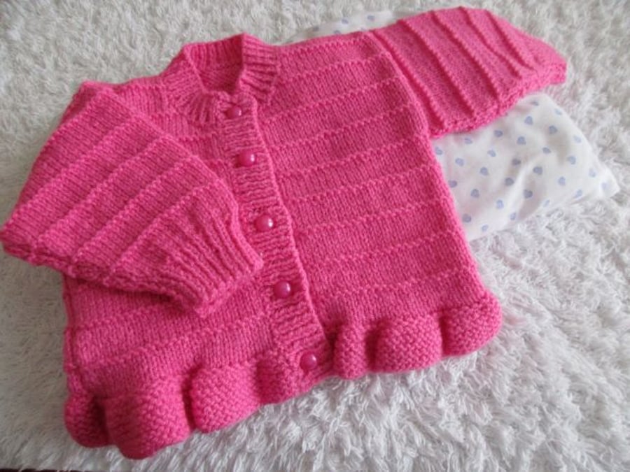 REDUCED 18" Baby Girls Round Neck Cardigan with Peplum
