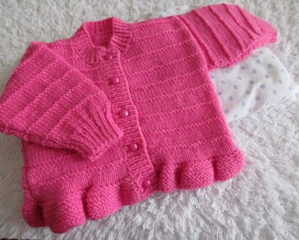REDUCED 18" Baby Girls Round Neck Cardigan with Peplum