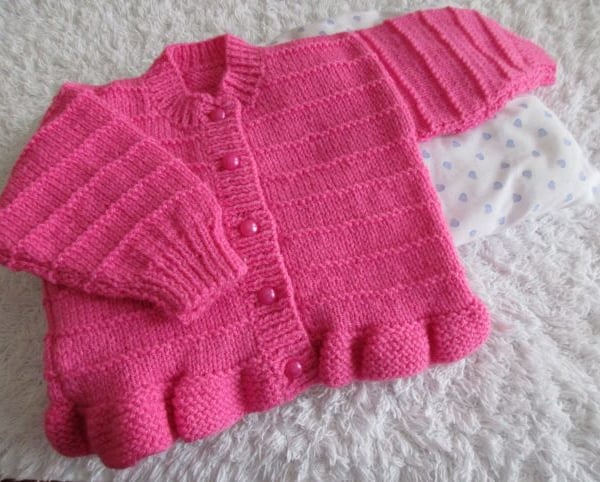 18" Baby Girls Round Neck Cardigan with Peplum