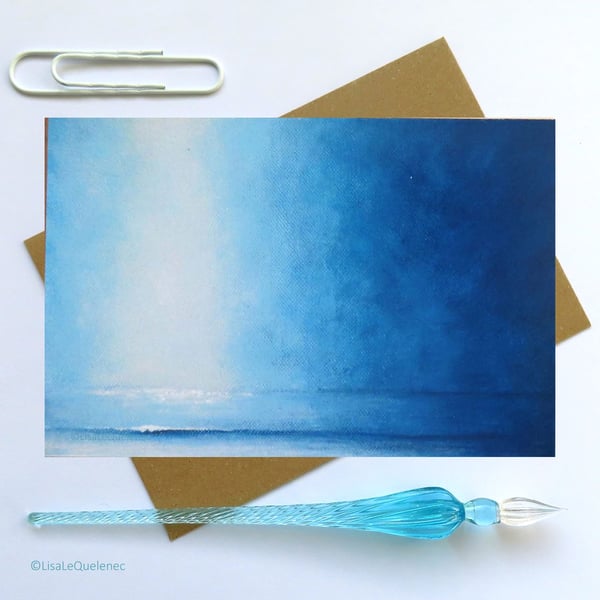  blank greeting card seascape, beach shoreline notelet, notecard, cello free