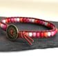Lesbian flag coloured bead and leather bracelet, LGBTQ - Image 4