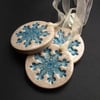 blue crackle ceramic snowflake decorations