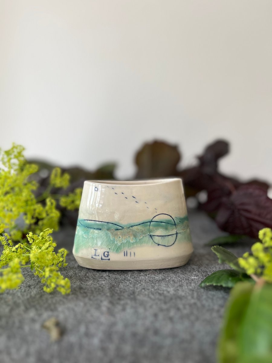 Ceramic Handmade Small Oval Vase - Seascape - Secret Studio Sale (31)