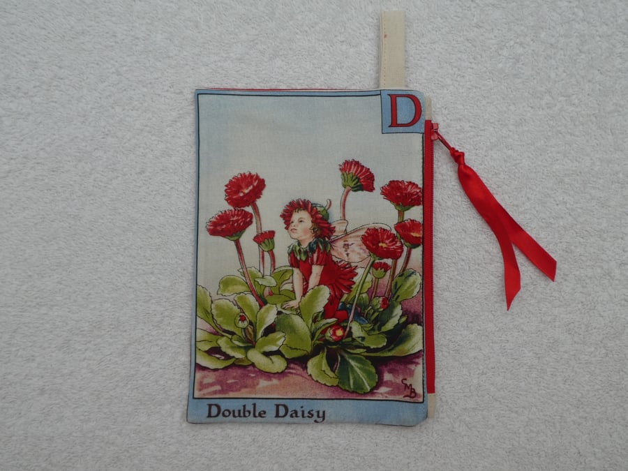 Flower Fairy Print Pixie Purse. D. Daisy. Alphabet Flower Fairy. Purse. Red Back