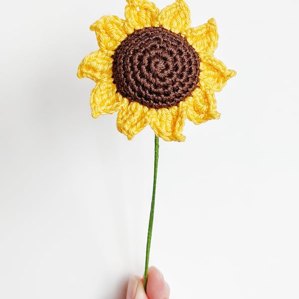 Mini Crochet Sunflower Stems, Forever Flowers, Mother's Day, Letterbox Gift