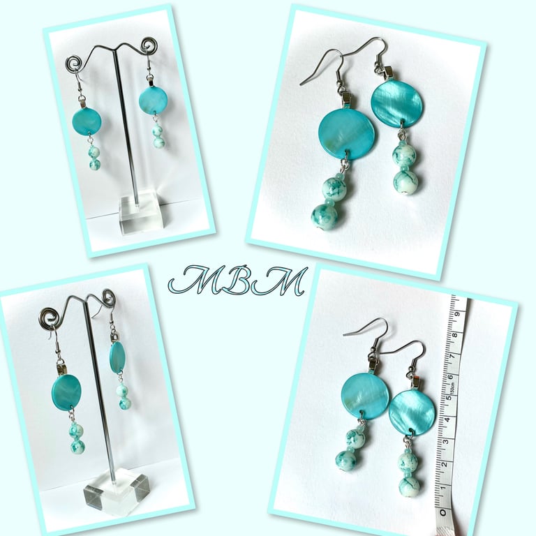 Turquoise Dangly Beaded Earrings