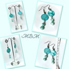 Turquoise Dangly Beaded Earrings