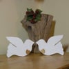PAIR OF DOVES HANDMADE CHRISTMAS DECORATIONS