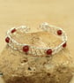 Adjustable Wire wrap Carnelian cuff bracelet. July Birthstone - Image 1