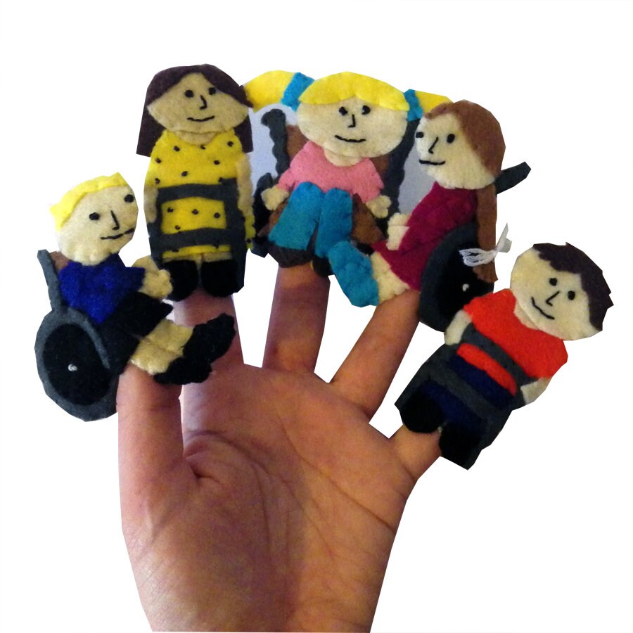 Finger Puppets of Kids with Disabilities, Teaching Acessory, Traditional Toys