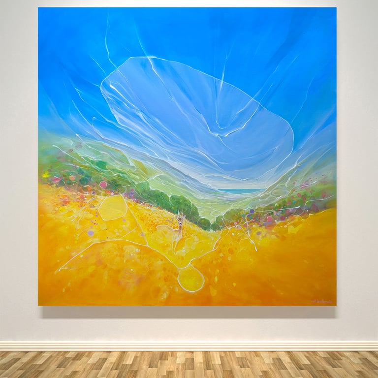 A Perfect Chaos is semi-abstract landscape with deer by the sea 