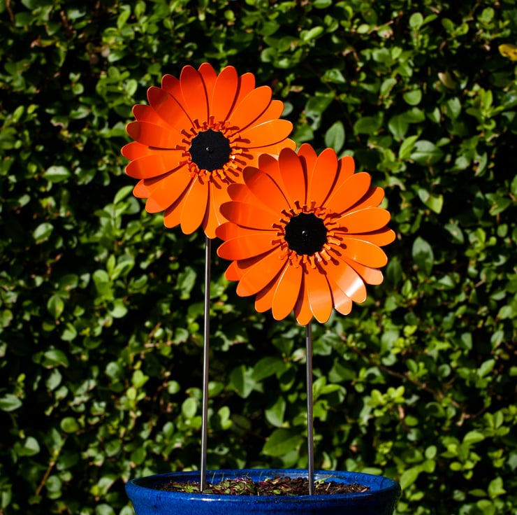 Large Orange Gerbera Daisy Metal Flower Sculptu... Folksy