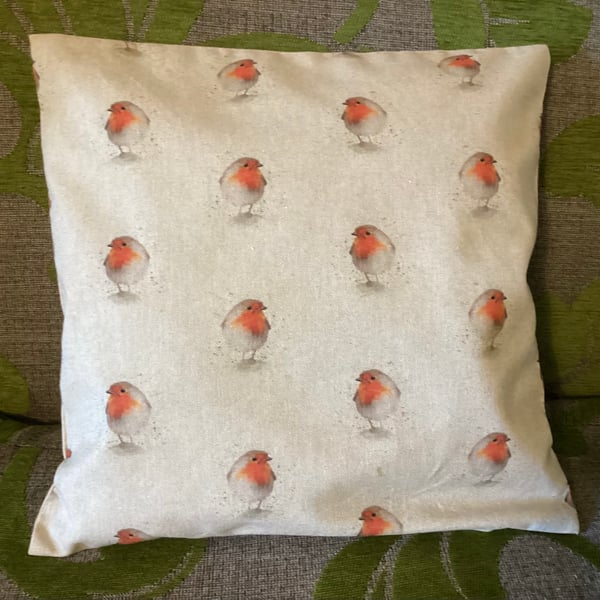 Christmas Robin cushion cover 40cm x 40cm