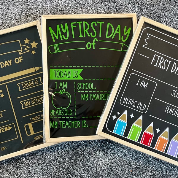 First day of school or nursery reusable chalk boards 