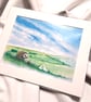 Watercolour print of a Southdowns Sussex Hedgehog - Image 6