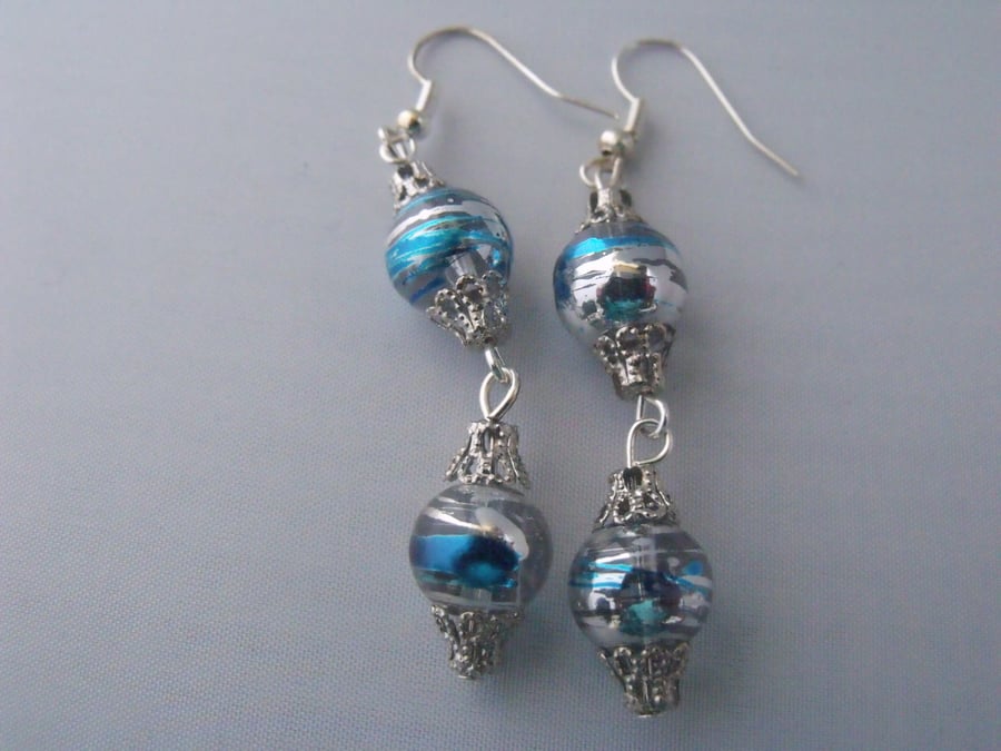 Blue and Silver Sparkly Earrings