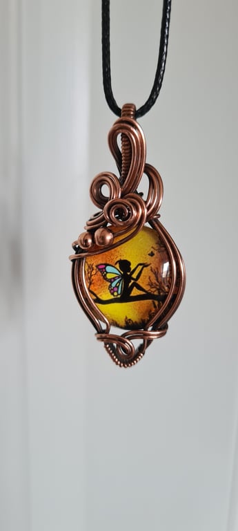 Magical Handmade Fairy Glass & Copper Necklace Pendant Gift Jewellery Jewelry 