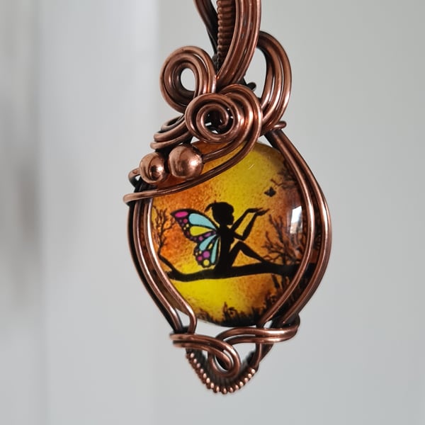 Magical Handmade Fairy Glass & Copper Necklace Pendant Gift Jewellery Jewelry 